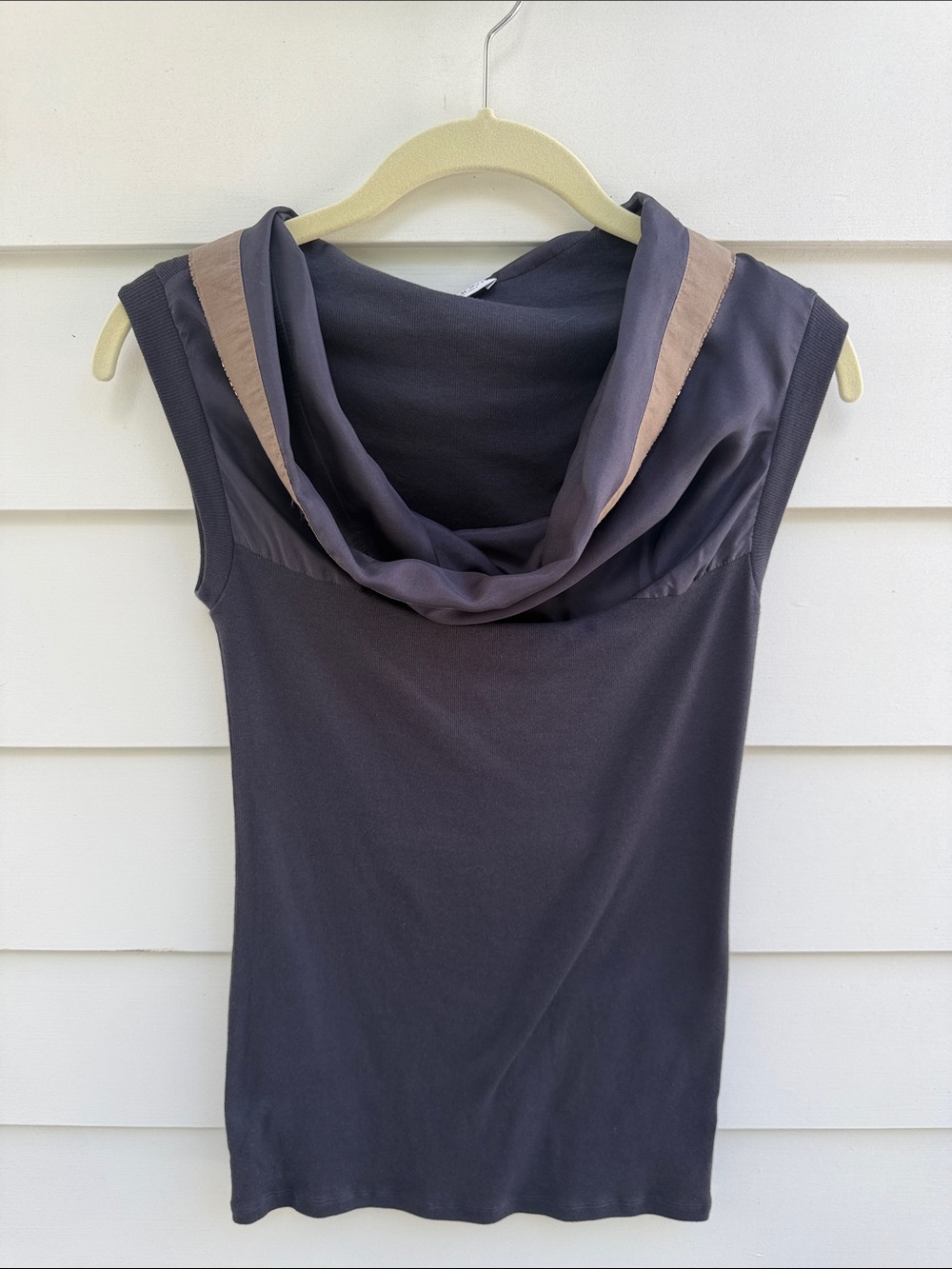 Rivamonti blue Tank Top with Taupe Trim